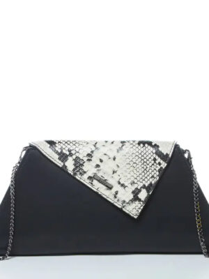 SUSU- Angelica Leather Clutch Black Snakeskin
