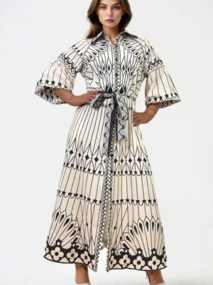 N By Nancy Button-Down Collared Dress in Ivory