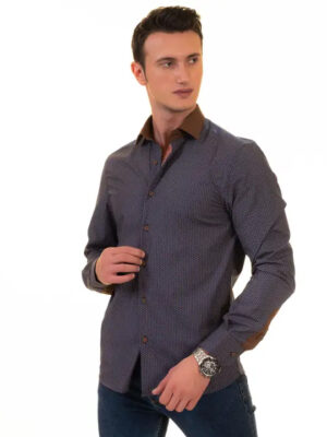 Gravity Homme Geneva Brown long-sleeve button-down shirt for men front view