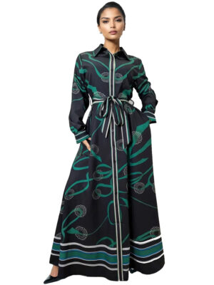 N By Nancy Button Down Maxi Shirt Dress in classic maxi length with button-down front and long sleeves, versatile for casual or dressy occasions