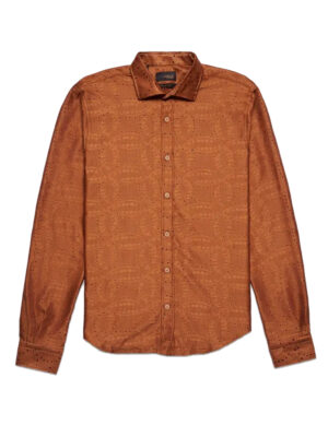 Eight X Sicily Crochet Long Sleeve Button Down Shirt front view