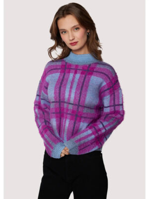 Lost + Wander Constanza Top soft plaid mock neck pullover sweater
